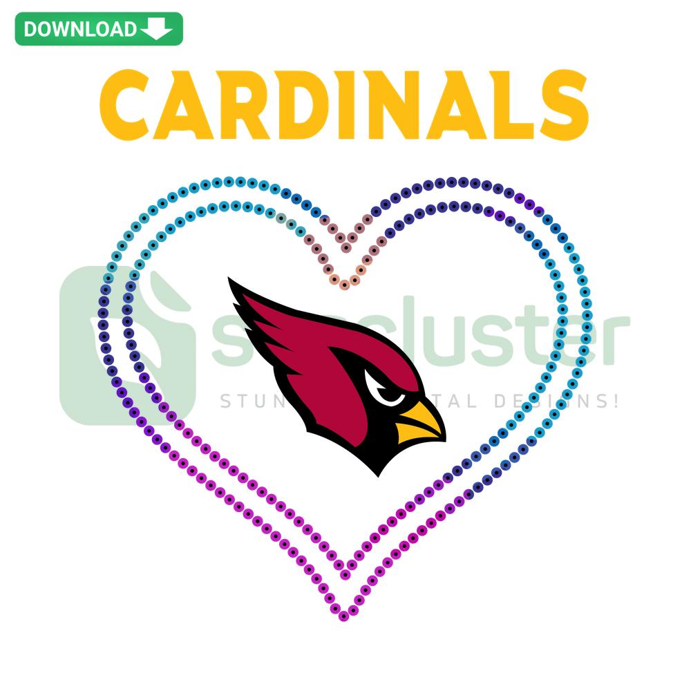 Heart-shaped Arizona Cardinals SVG with team logo, perfect for Cricut scrapbooking and craft designs, digital download.