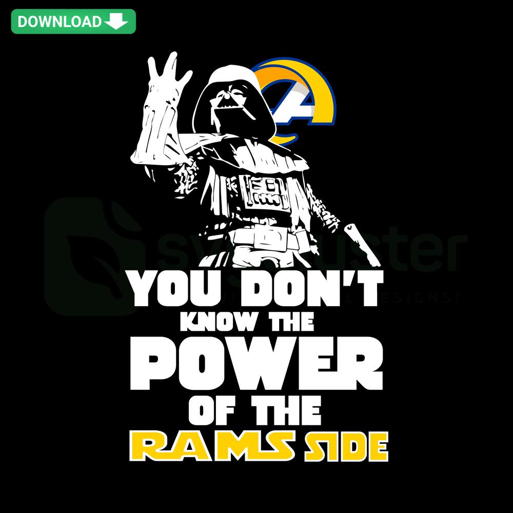 Star Wars-themed Rams Side SVG for Cricut, featuring bold text and Darth Vader silhouette, perfect for custom crafting projects.