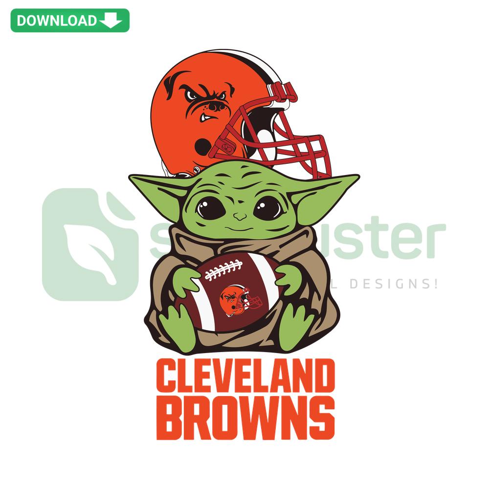 Baby Yoda in Cleveland Browns colors SVG; Star Wars fan art; high-res digital design; perfect for tees and crafts.