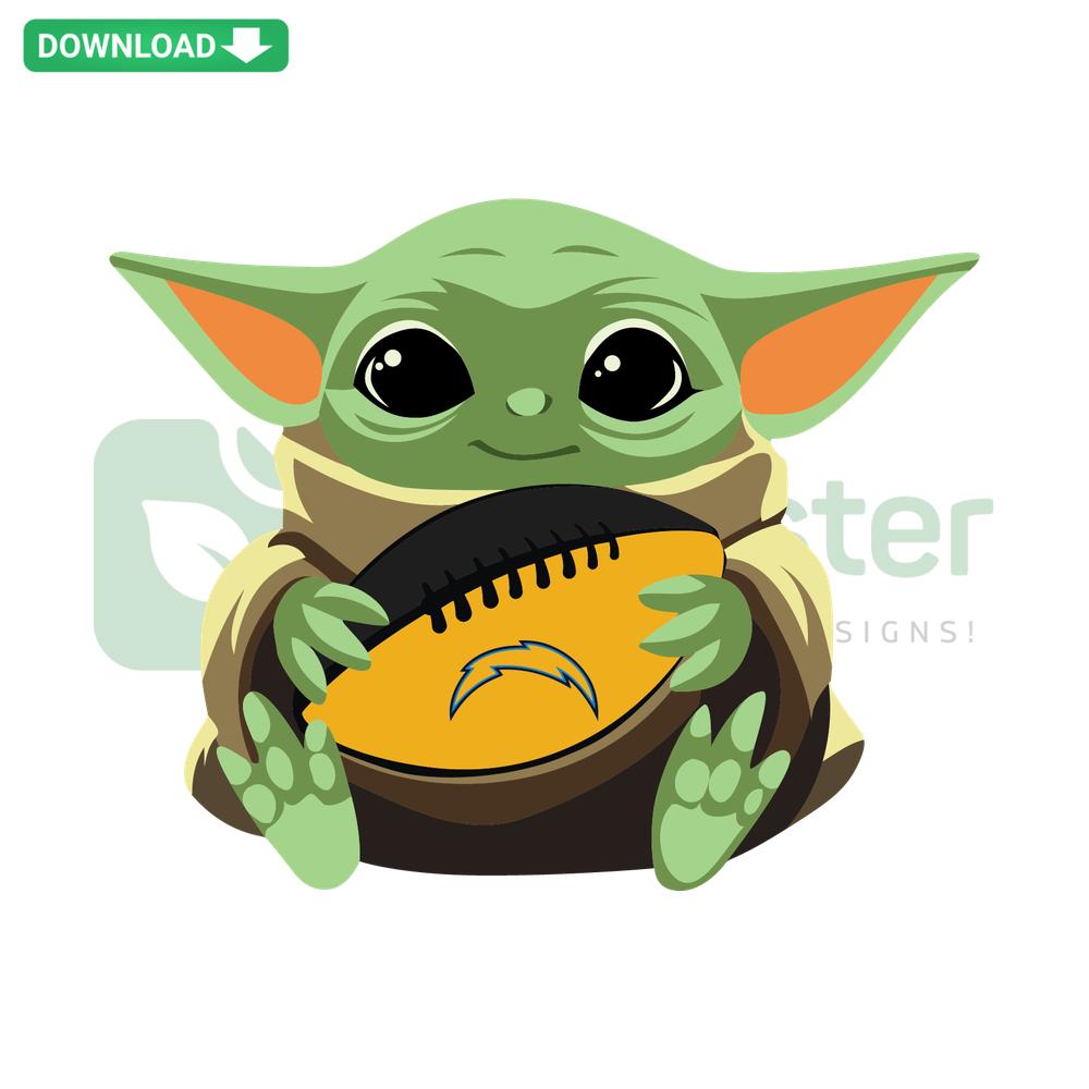 Los Angeles Chargers Baby Yoda SVG Design, Cute NFL Yoda Vector, Instant Download for Cricut Files