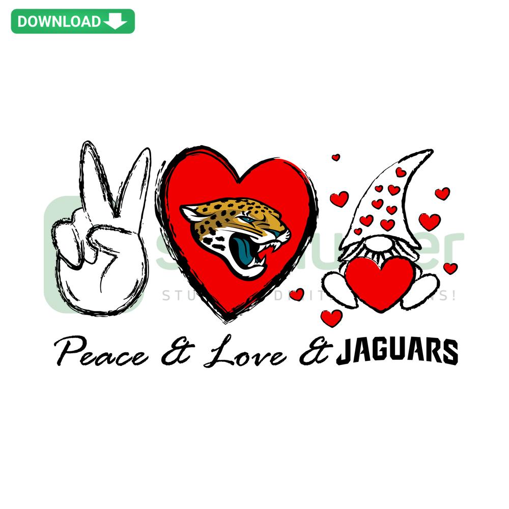 Peace Love Jaguars SVG design: heart, peace sign, jaguar print, digital download, SVG cut file for crafting, DIY projects.