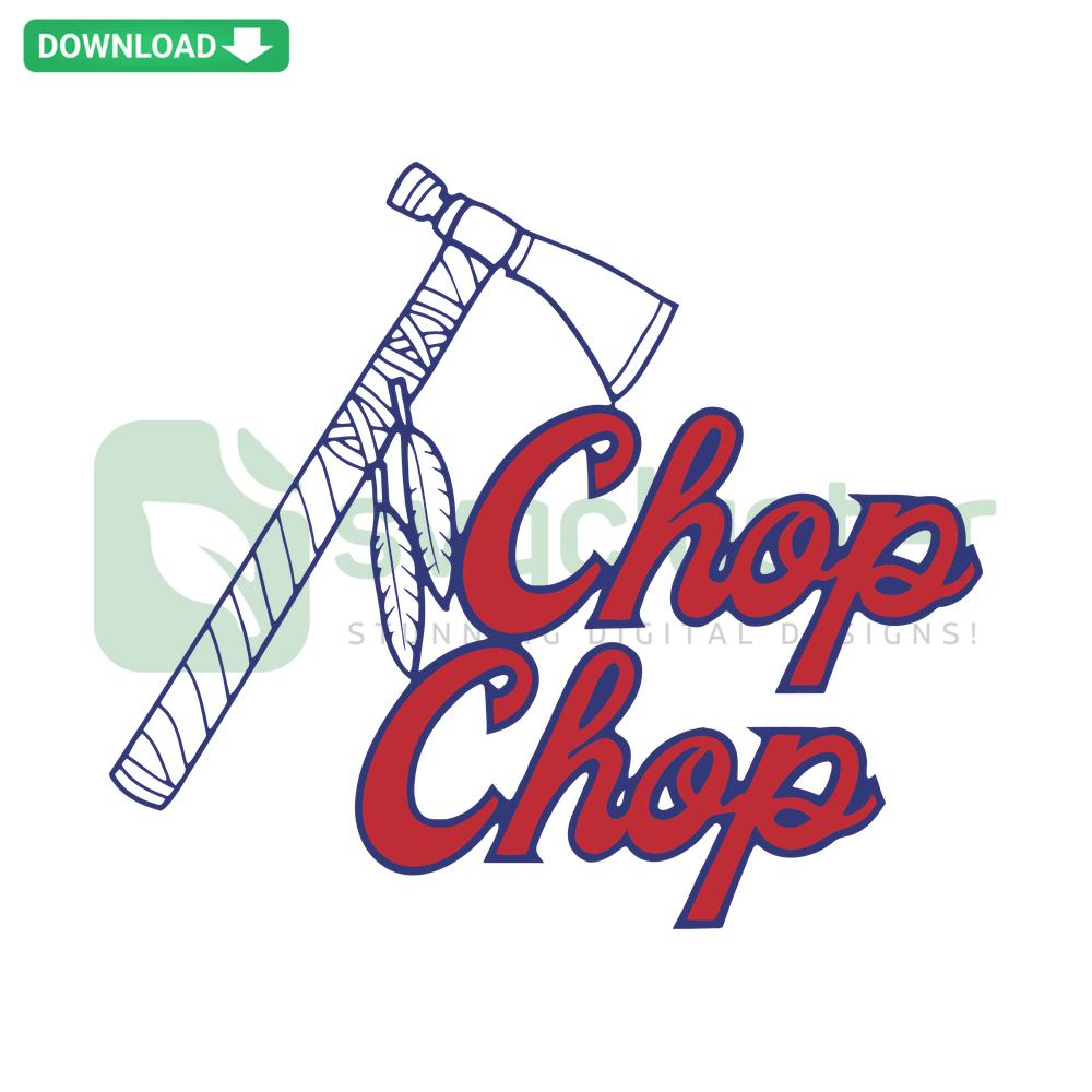 Atlanta Braves Chop Chop Baseball SVG Clip Art: Bold red and blue team logo with crossed tomahawks, perfect for sports crafts.