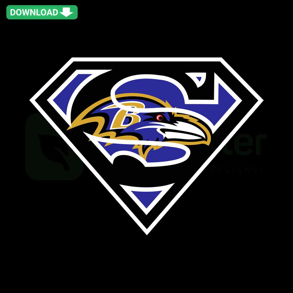 Superman Baltimore Ravens SVG - Unique Digital Download, Custom SVG Design featuring superhero logo and Ravens elements.