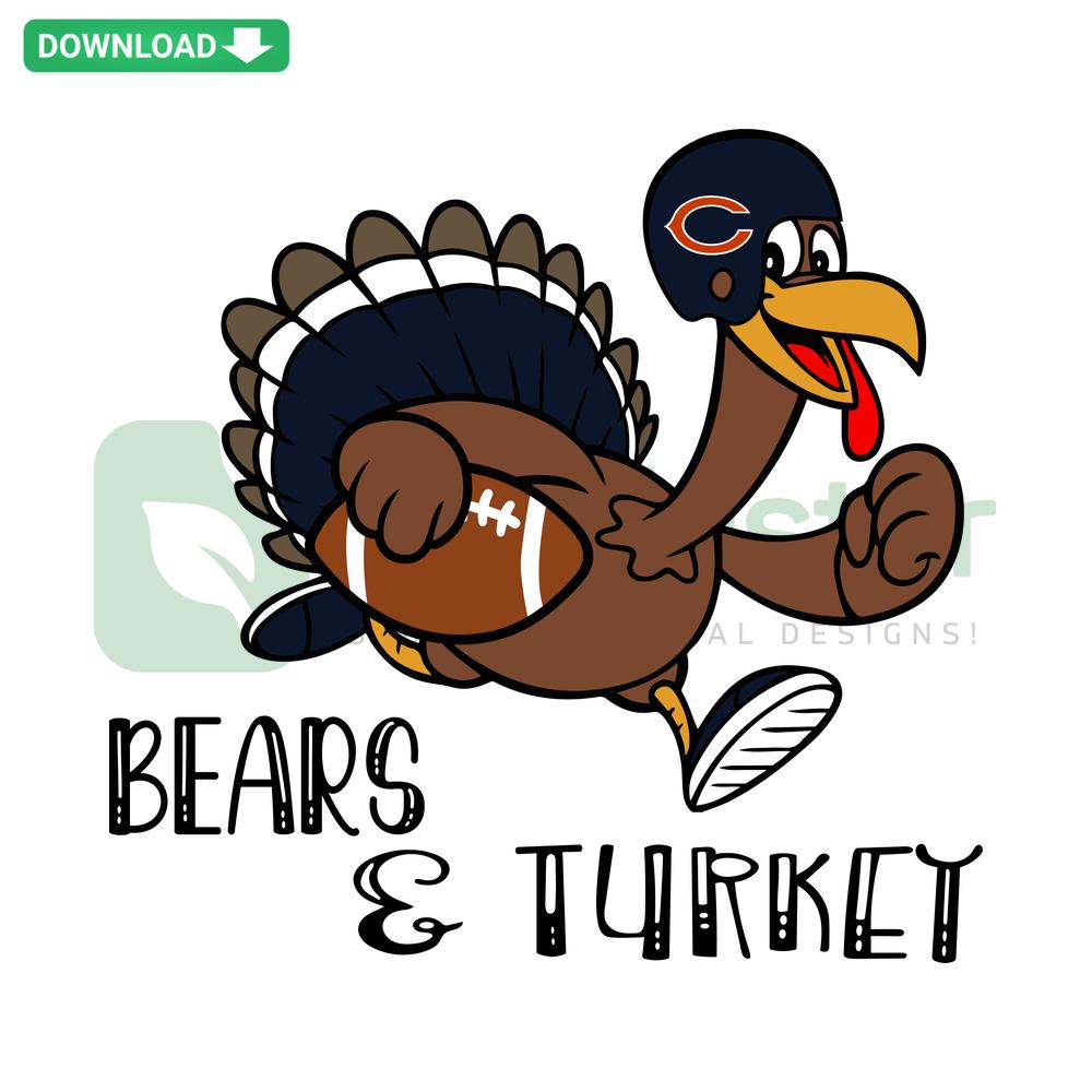 Bears and Turkey SVG, festive scrapbooking design, digital download includes playful bear and turkey illustrations for crafts.