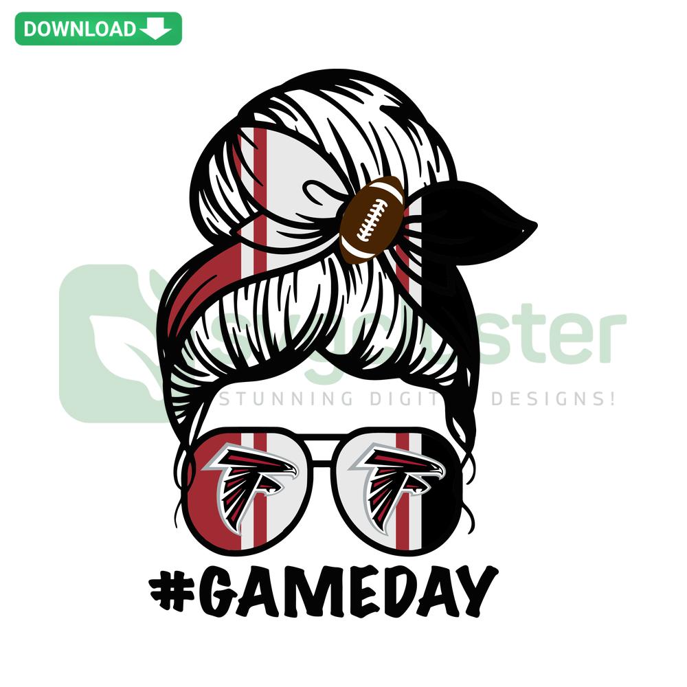 Atlanta Falcons Messy Bun Mom SVG Design: Game Day, Cricut Cut File, Football Fan, Digital Art, Clipart for Crafting Projects