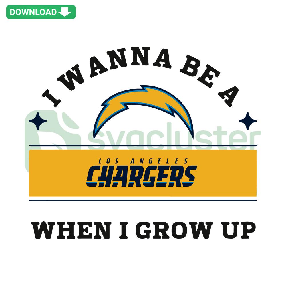 I Wanna Be A Chargers When I Grow Up SVG design, vibrant graphic for designers, ideal for sports-themed projects, premium SVG files.