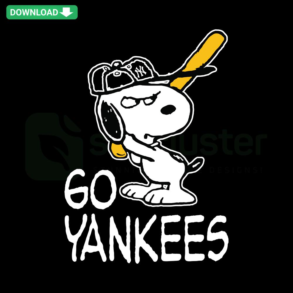 Go Yankees Snoopy SVG: Cute Snoopy with Yankees Cap, Ideal for Craft Projects, DIY, and Sports-Themed Designs.