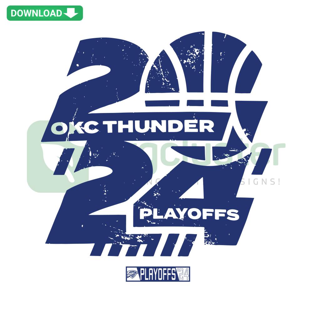 OKC Thunder Playoffs 2024 NBA SVG, digital download featuring basketball design, perfect for printable assets and decor.