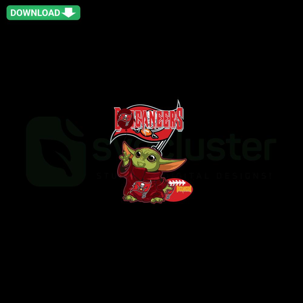 Baby Yoda Tampa Bay Buccaneers SVG, Instant Digital Download; cute Baby Yoda in Bucs attire for crafting and design use.