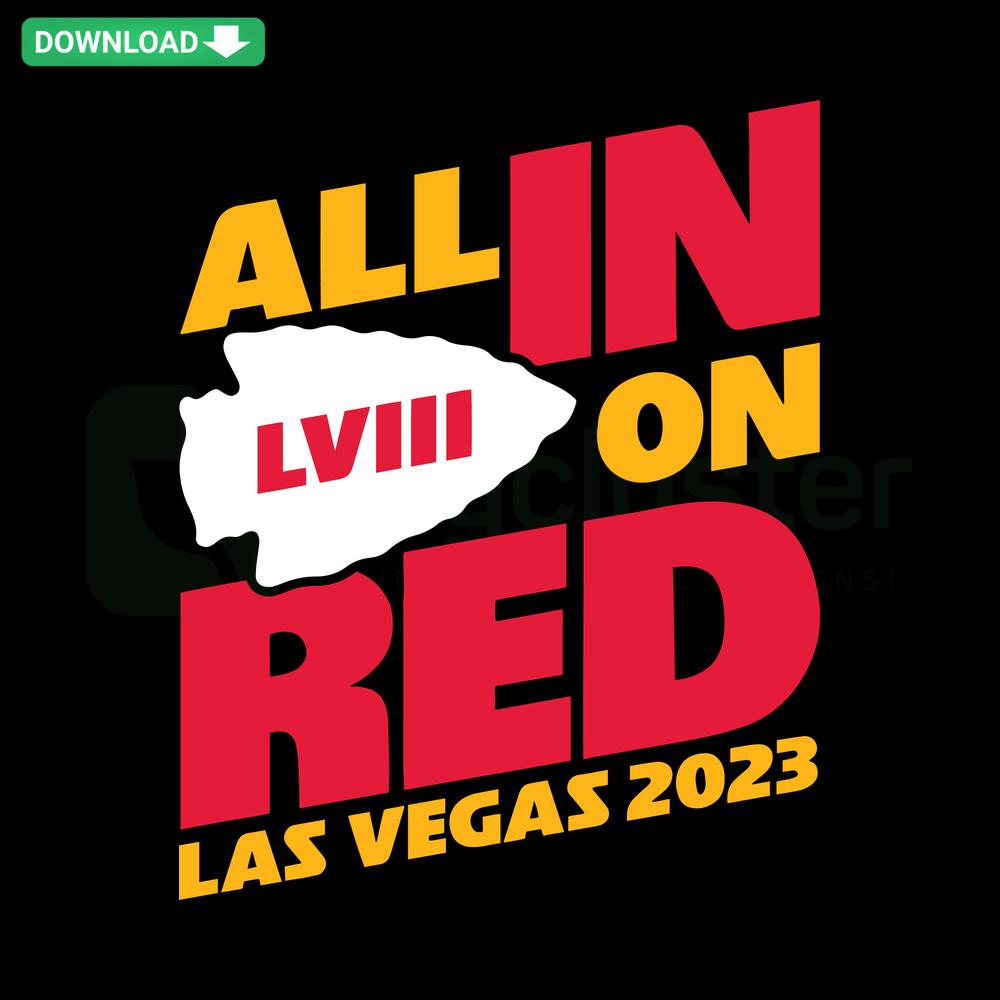 Kansas City Chiefs SVG Clip Art 2023, Las Vegas All In On Red design featuring team logo and vibrant red accents.