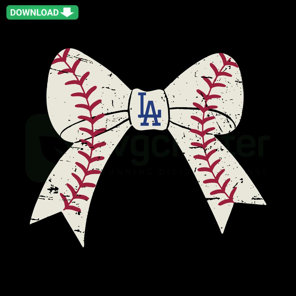 Los Angeles Dodgers Bow Tie Baseball SVG Design, Digital Download for Designers