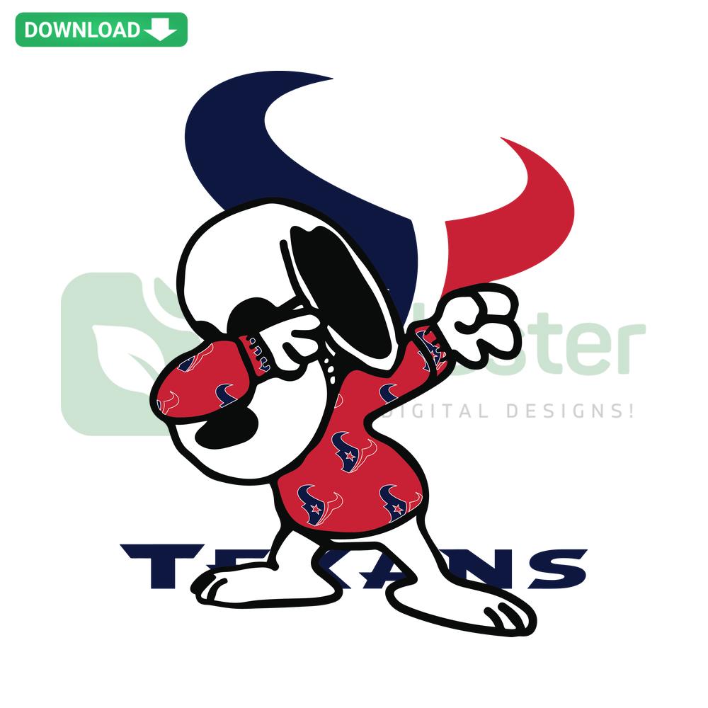Texans Snoopy SVG: Adorable Snoopy in Texans attire, perfect for fans or craft projects. Downloadable SVG from SVGCluster.