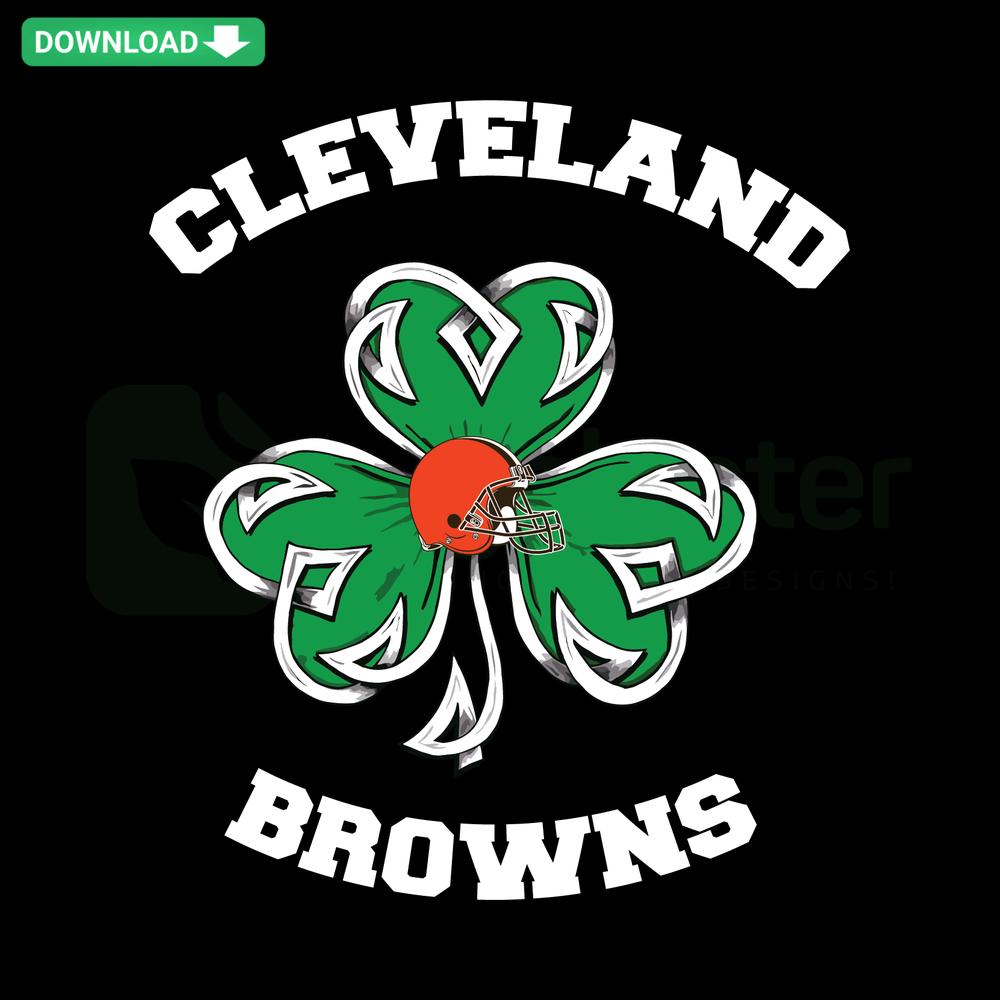Cleveland Browns St Patrick's Day SVG, Shamrock Football Printable Design, Craft Cut File, Green Irish Theme Sports Decoration