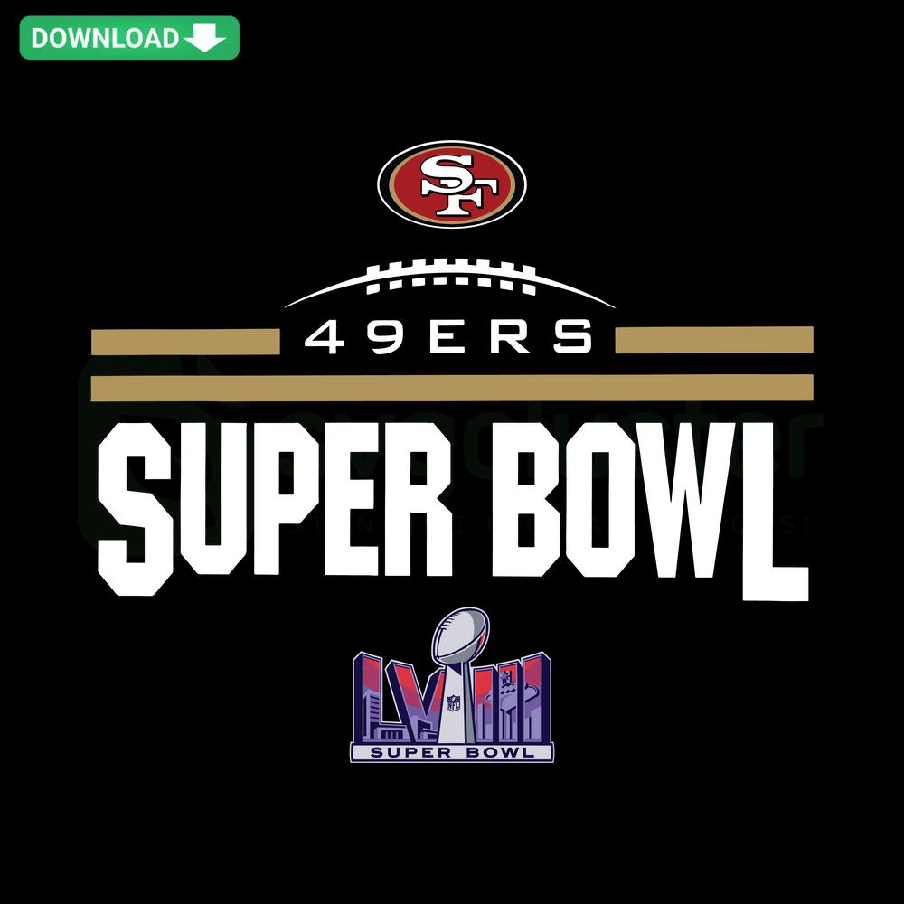 49ers Football Super Bowl LVIII SVG, Vector Graphics Download, San Francisco 49ers logo with Super Bowl LVIII reference.