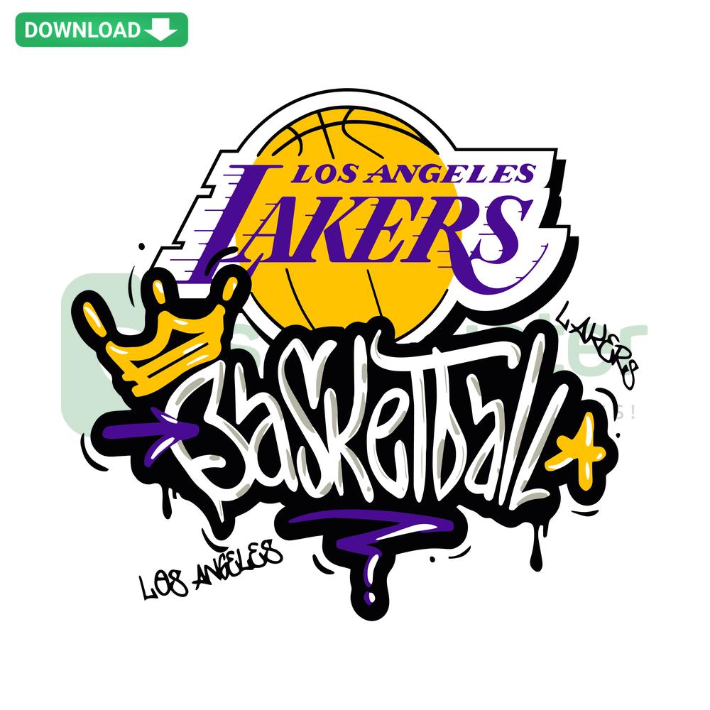 Retro Los Angeles Lakers Crown SVG, Unique Basketball Design, Digital Download, Lakers Fans Graphic, SVG Art, Vintage Sports Decor