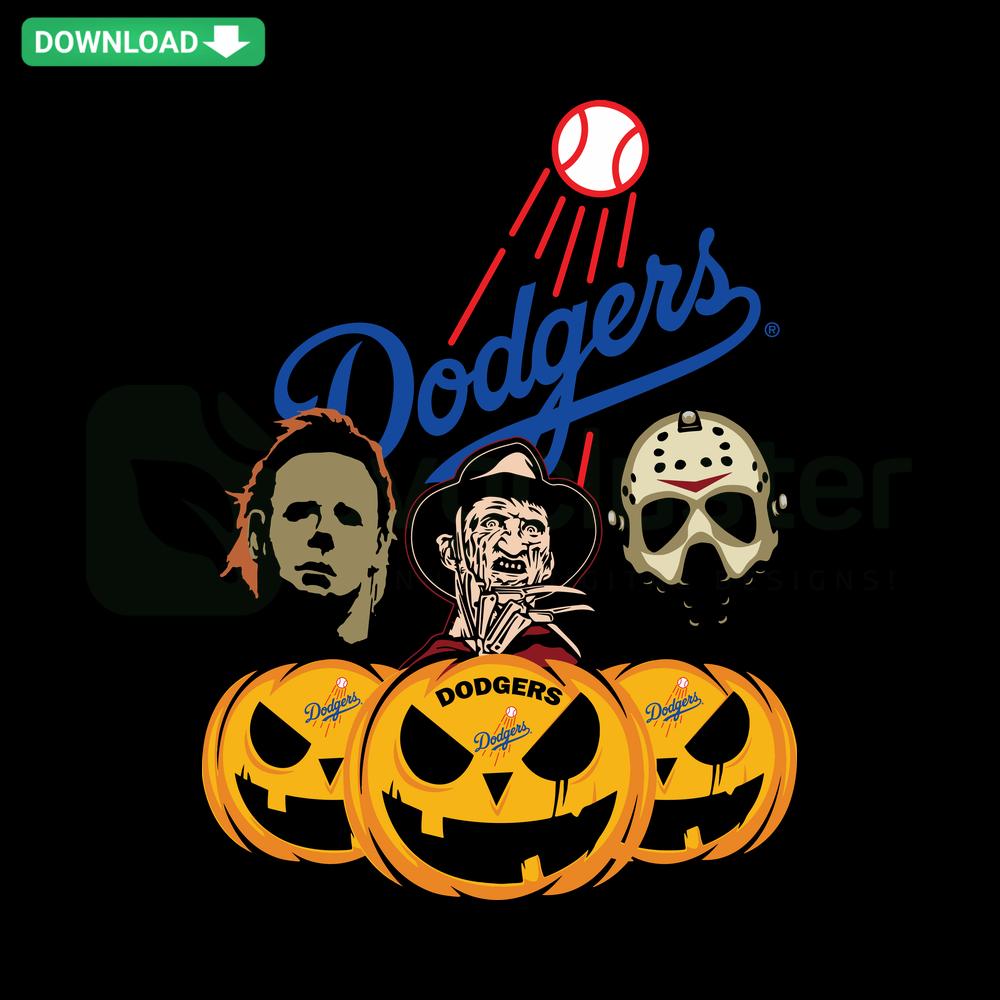 Los Angeles Dodgers Halloween Pumpkin SVG, Horror Movie Theme, SVGCluster Digital Assets, MLB, Scary Face Design