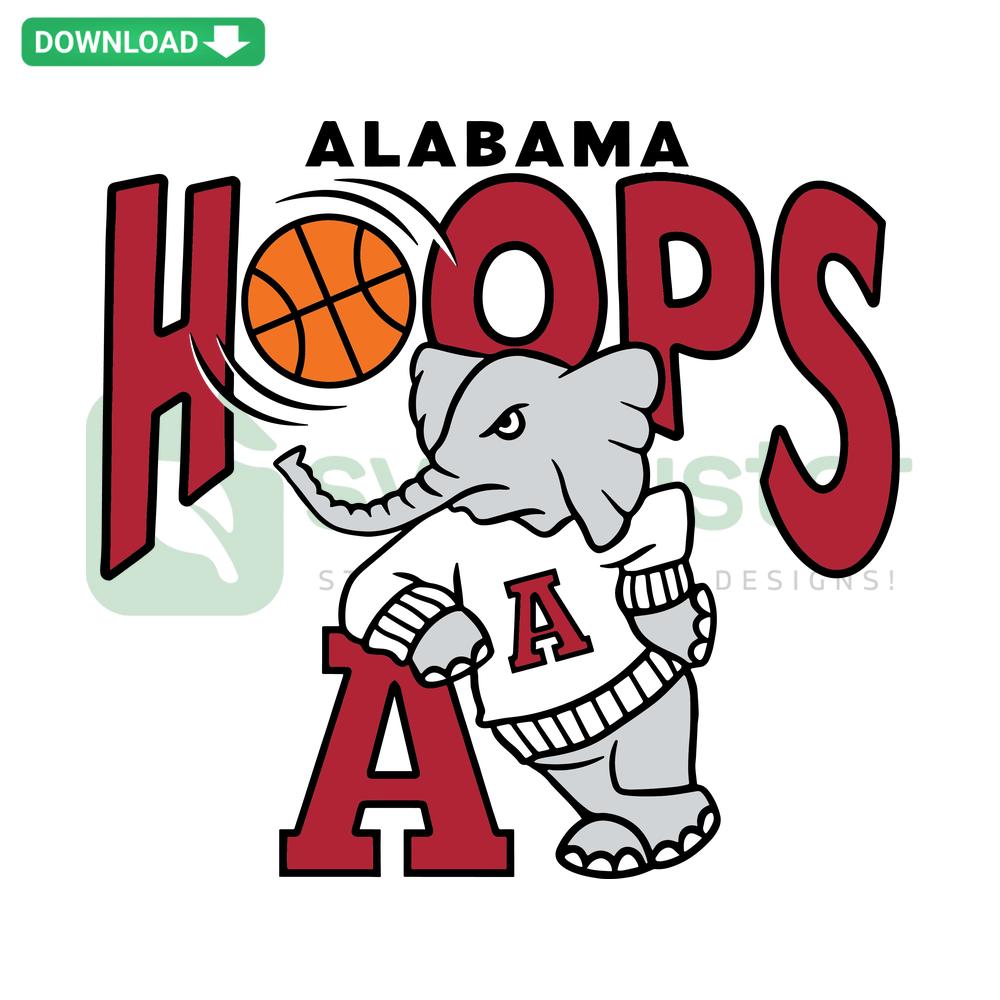 Alabama Hoops SVG: High-Quality Basketball Design, Crimson Tide Team Spirit, Downloadable Vector File, DIY Sports Craft