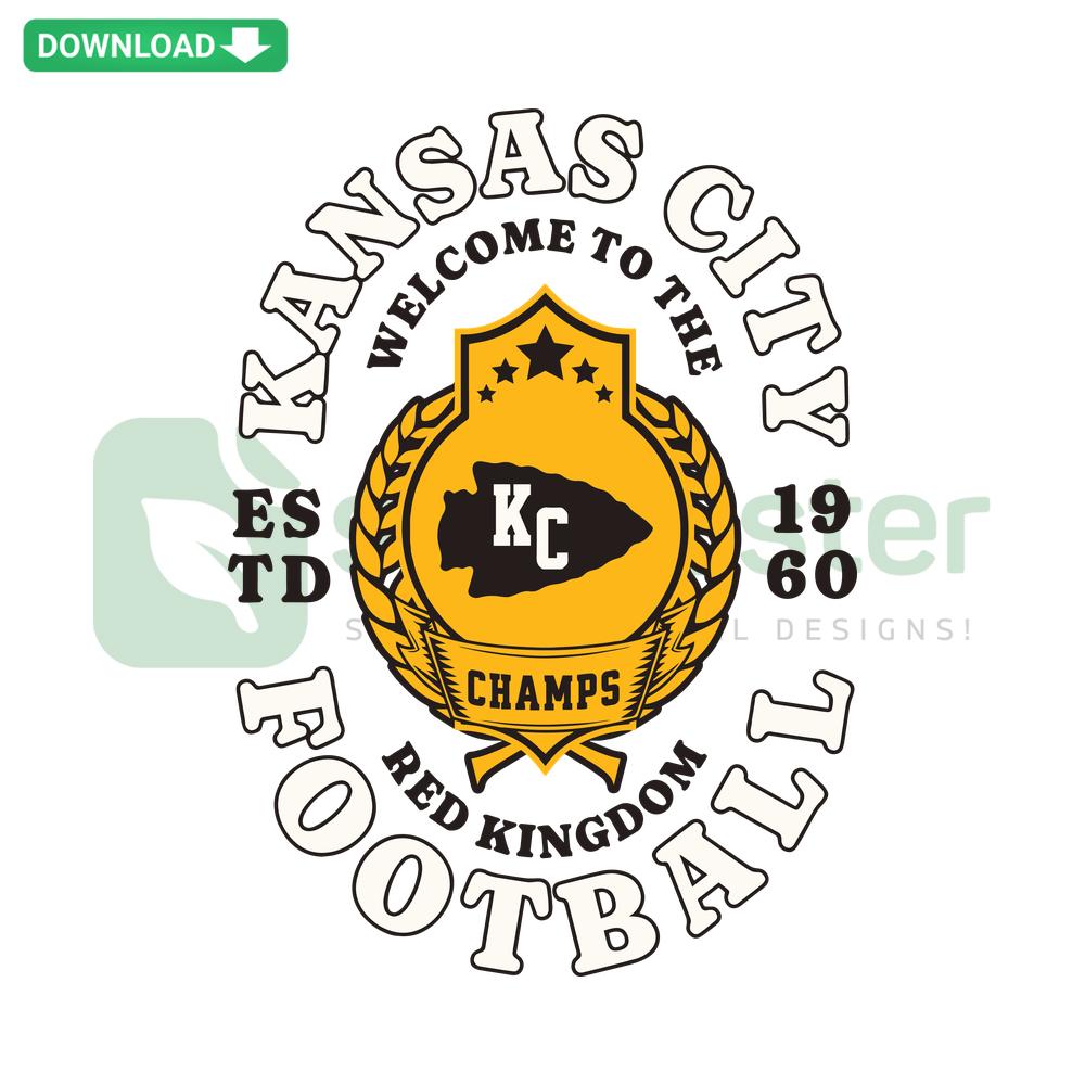 Kansas City Football SVG Design for Home Decor, Red Kingdom Welcome, Chiefs Theme, Sports Enthusiast Wall Art, Digital Download