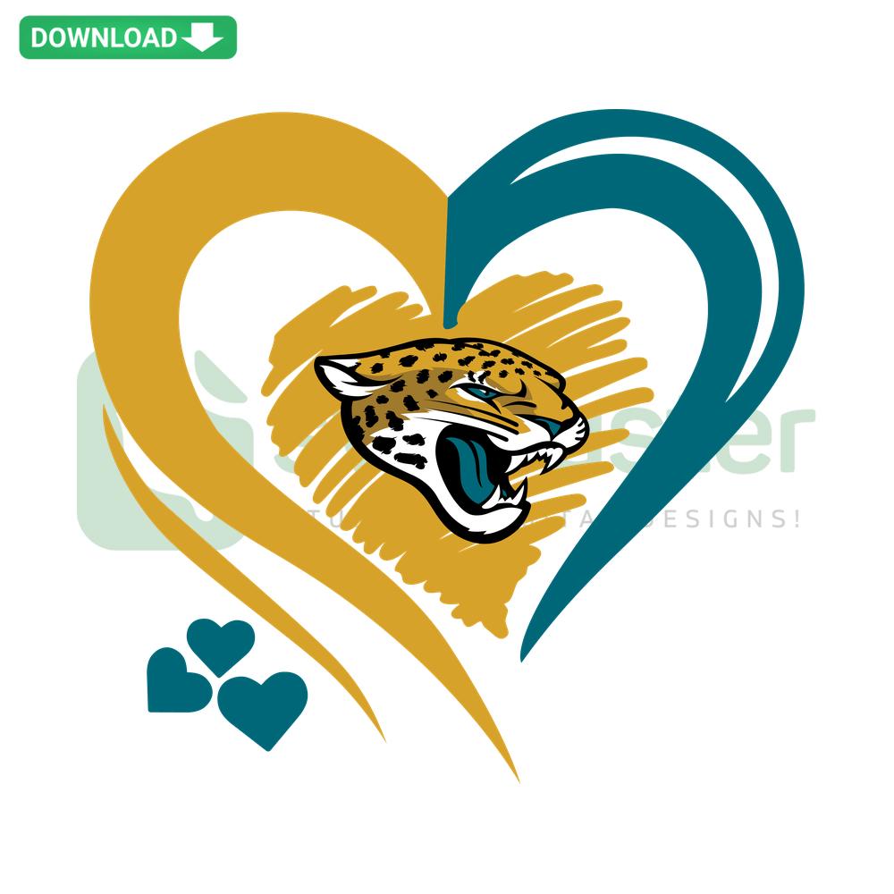 Jacksonville Jaguars Heart Logo SVG, Instant Digital Download, Heart-Shaped Jaguar Design Graphic, NFL Team Logo Art