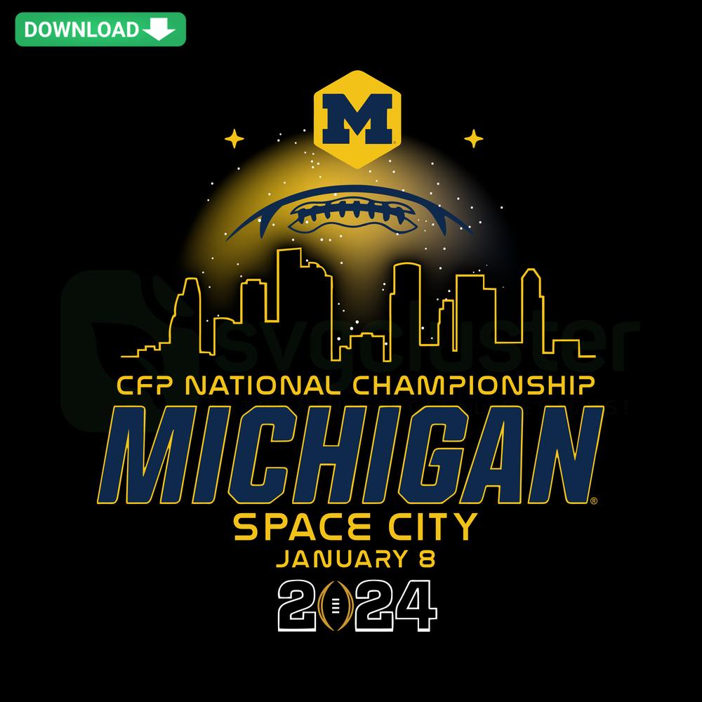 Michigan Space City SVG, College Football Playoff 2024 Championship Design, Digital Download, Modern SVG Art for Sports Fans