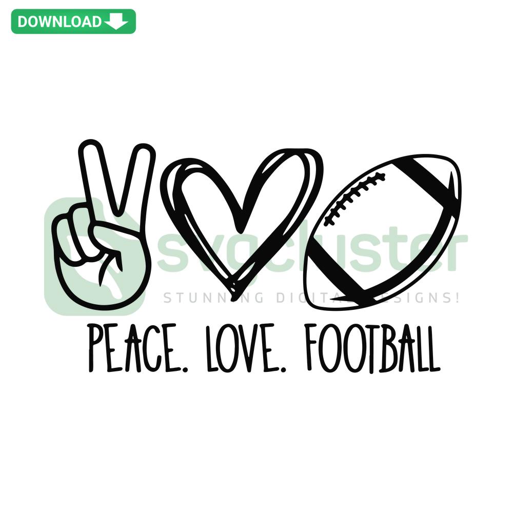 Game day crafts featuring peace love football SVG designs