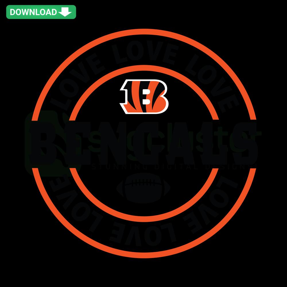 Love Cincinnati Bengals SVG, Vector Graphics Download; Features bold orange Bengals logo, heart design. Perfect for fans, crafts.