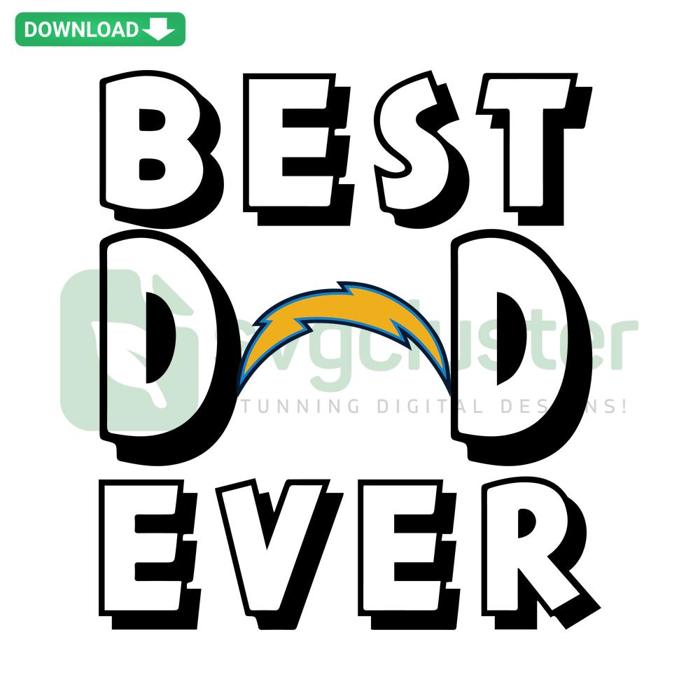 Los Angeles Chargers Best Dad Ever SVG design, perfect for scrapbooking, featuring team colors and football-themed graphics.
