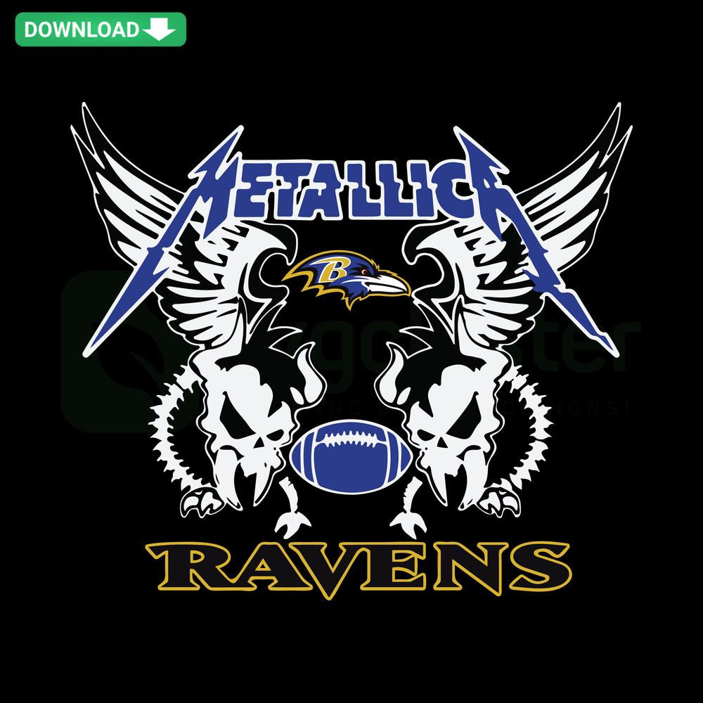 Metallica Ravens Football SVG featuring a raven with a football, perfect for commercial use and crafting projects.