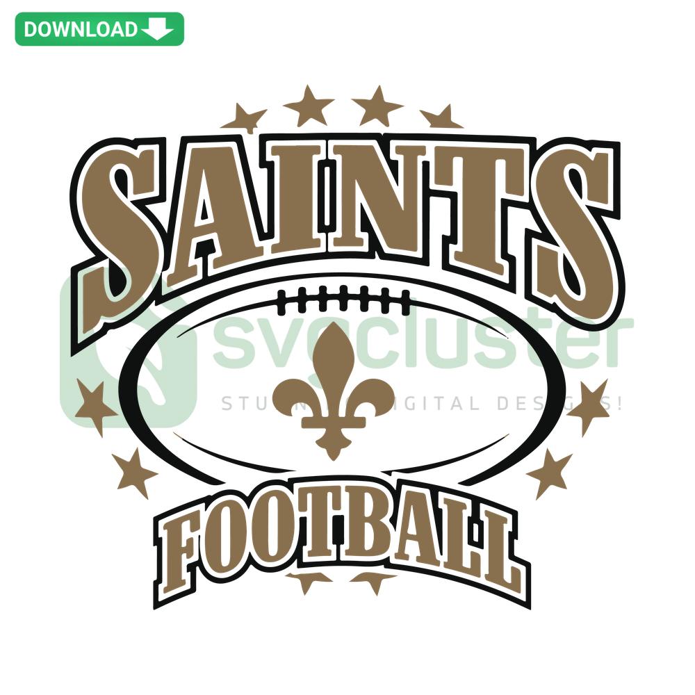 Saints Football Logo SVG, gold and black design with stylized fleur-de-lis, perfect for digital downloads and crafting.