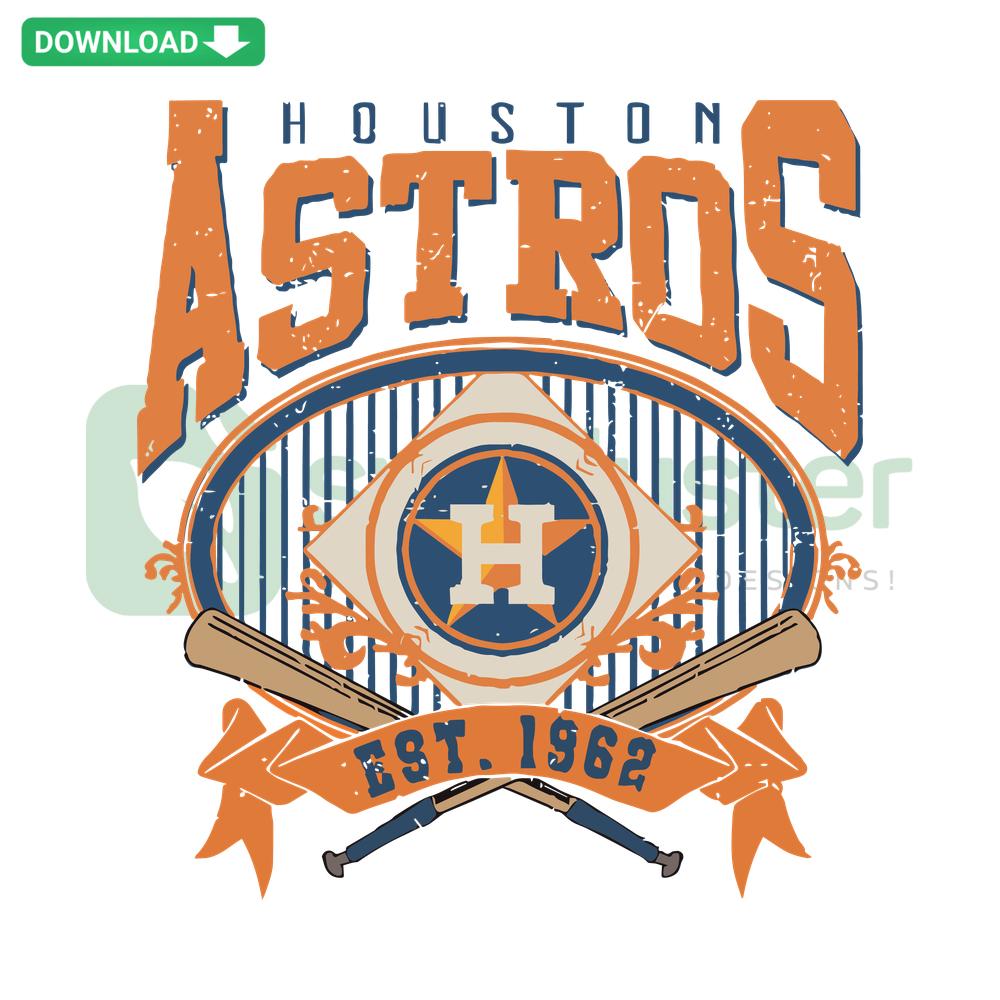 Vintage Houston Astros Est 1962 SVG Design, Retro Baseball Logo Cut Files for Cricut, DIY Crafting, Sport Emblem Clipart