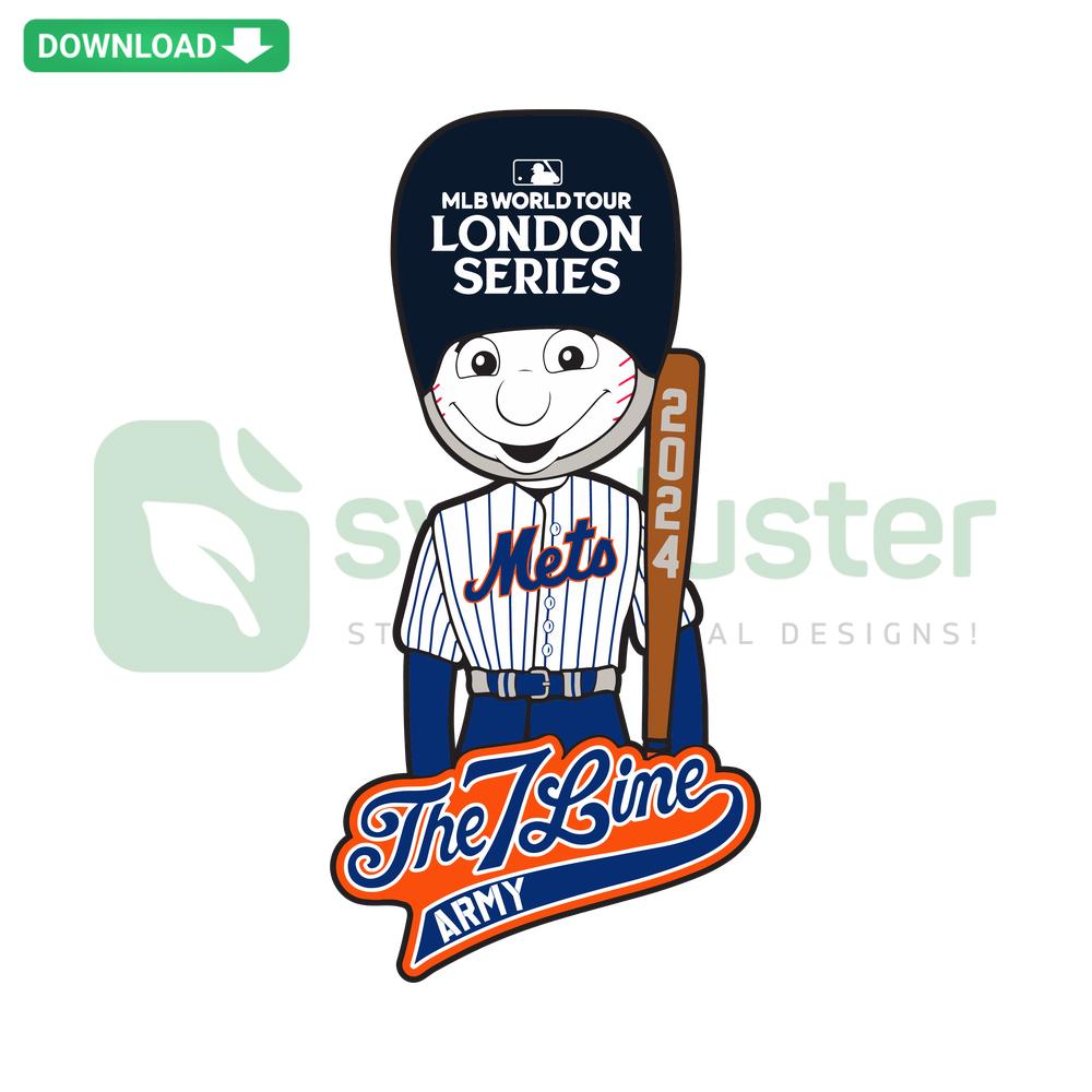 New York Mets SVG digital design download featuring iconic baseball elements from the London Series.