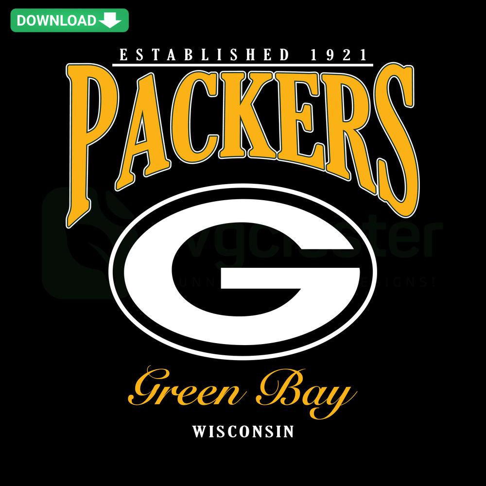 Packers Green Bay Wisconsin 1921 SVG Template for Cricut: Bold text in team colors, perfect for sports and crafting fans.