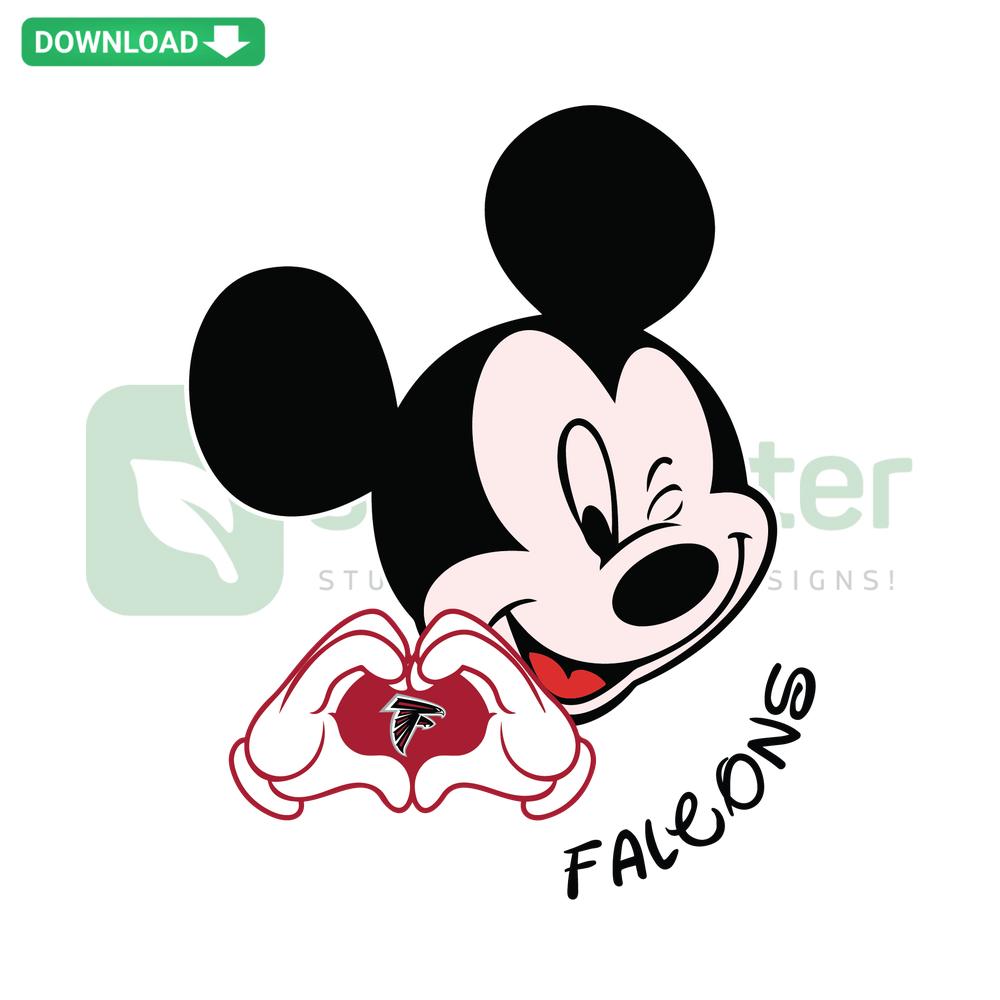 Mickey Mouse in Atlanta Falcons colors, high-res SVG for Cricut projects, perfect for fans and crafting enthusiasts.