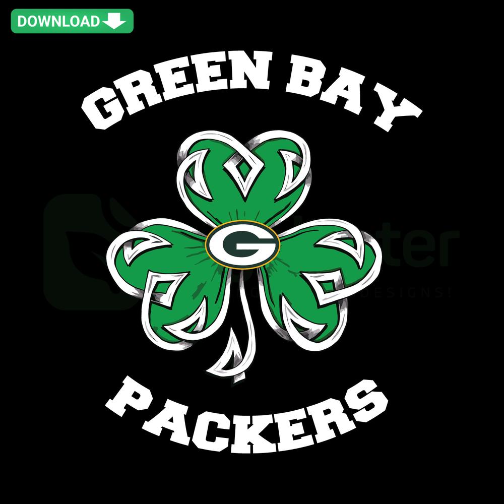 Shamrock Green Bay Packers SVG Design: St Patricks Day vector, green shamrock, team logo, festive NFL digital art.