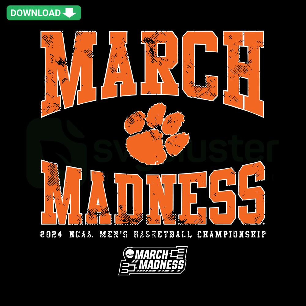 Retro Clemson Men's Basketball March Madness SVG, Vintage Clemson Tigers Design, Commercial Use SVG Files, Nostalgic Sports Art