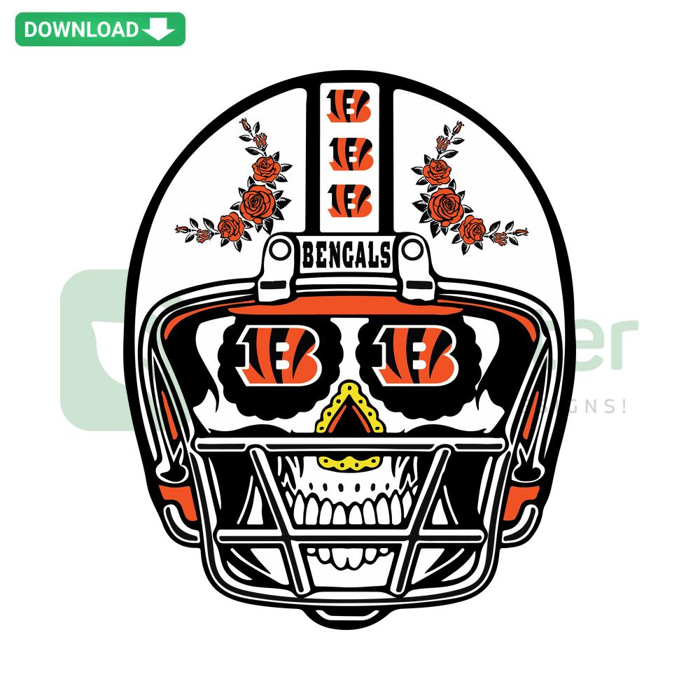 Colorful Sugar Skull Bengals SVG featuring intricate floral and abstract patterns, perfect for digital art projects and crafts.
