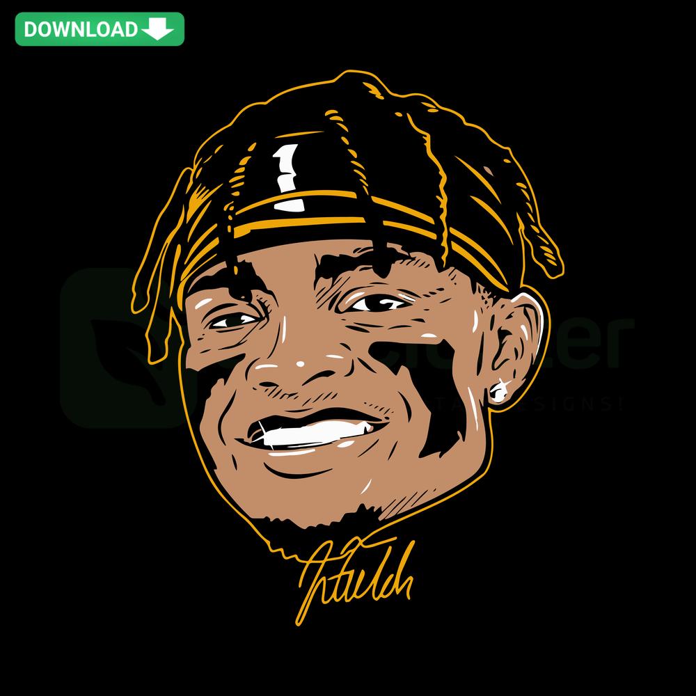 Justin Fields SVG Cut File: Pittsburgh Swag Head, Digital Download, Football-Themed Design, DIY Crafting, Silhouette, Cricut-Friendly