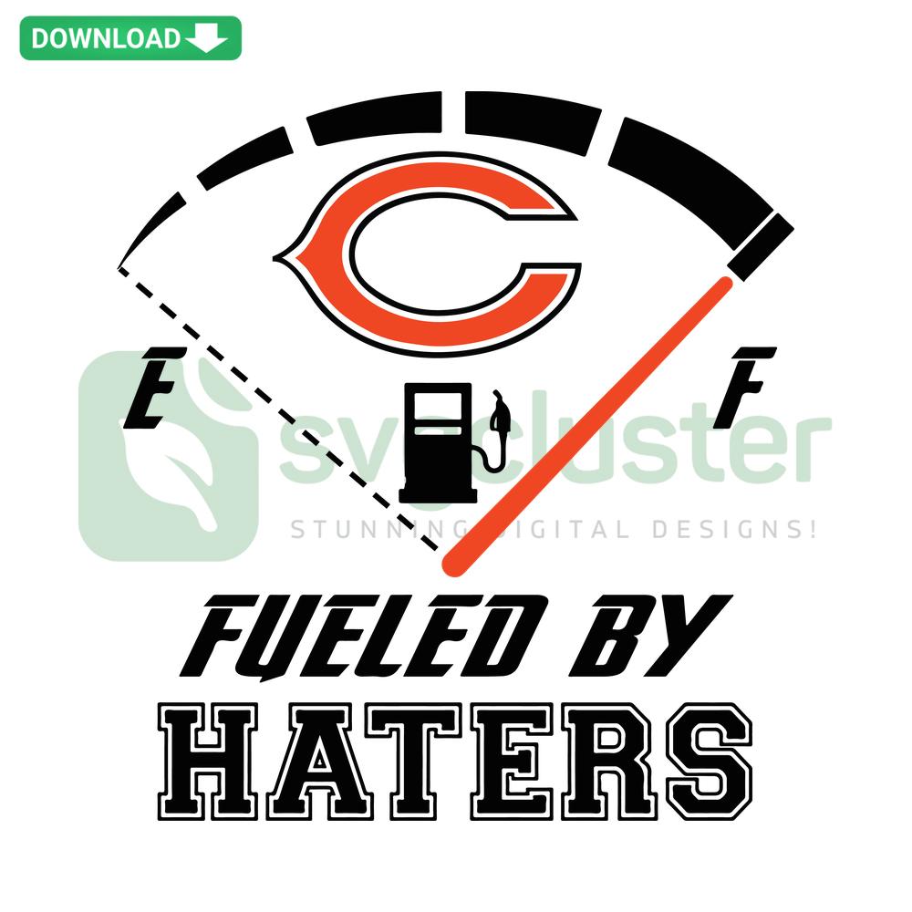 Chicago Bears Fueled By Haters SVG with team colors, bold typography; perfect for DIY wall art, digital download.