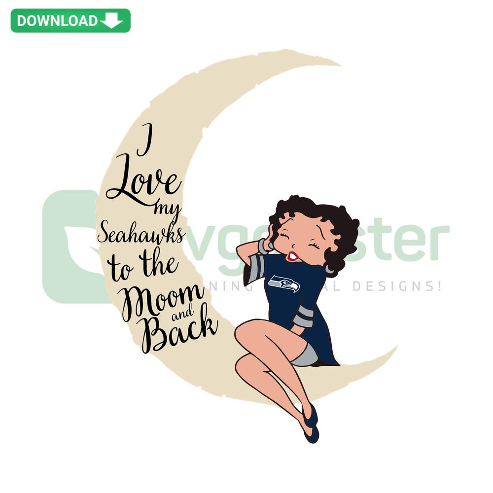 Seahawks Moon Back SVG Design: Heart, Football, Stars - Perfect for Seattle Fans, DIY Printables, Cricut Projects, Custom Gifts