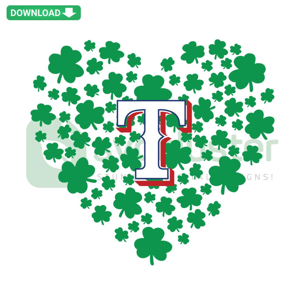 St Patrick's Clover Leaf Texas Rangers SVG, green clover design for digital craft projects, perfect for St Patrick's Day.