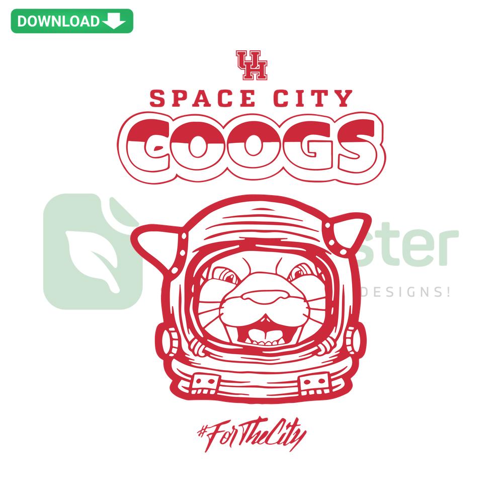 Houston Cougars Space City Coogs SVG design featuring team mascot in space theme, perfect for digital downloads, SVG resources.