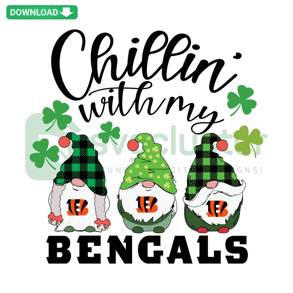 Chillin With My Bengals SVG: Vibrant, playful design featuring playful tigers & text, perfect for crafting & design projects. Digital download.