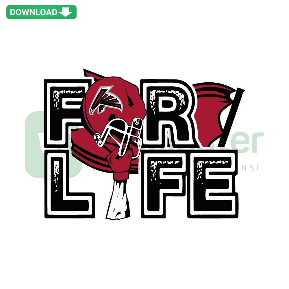 Atlanta Falcons For Life SVG design featuring team logo and bold text, perfect for NFL Super Bowl fans. Downloadable printable SVG.