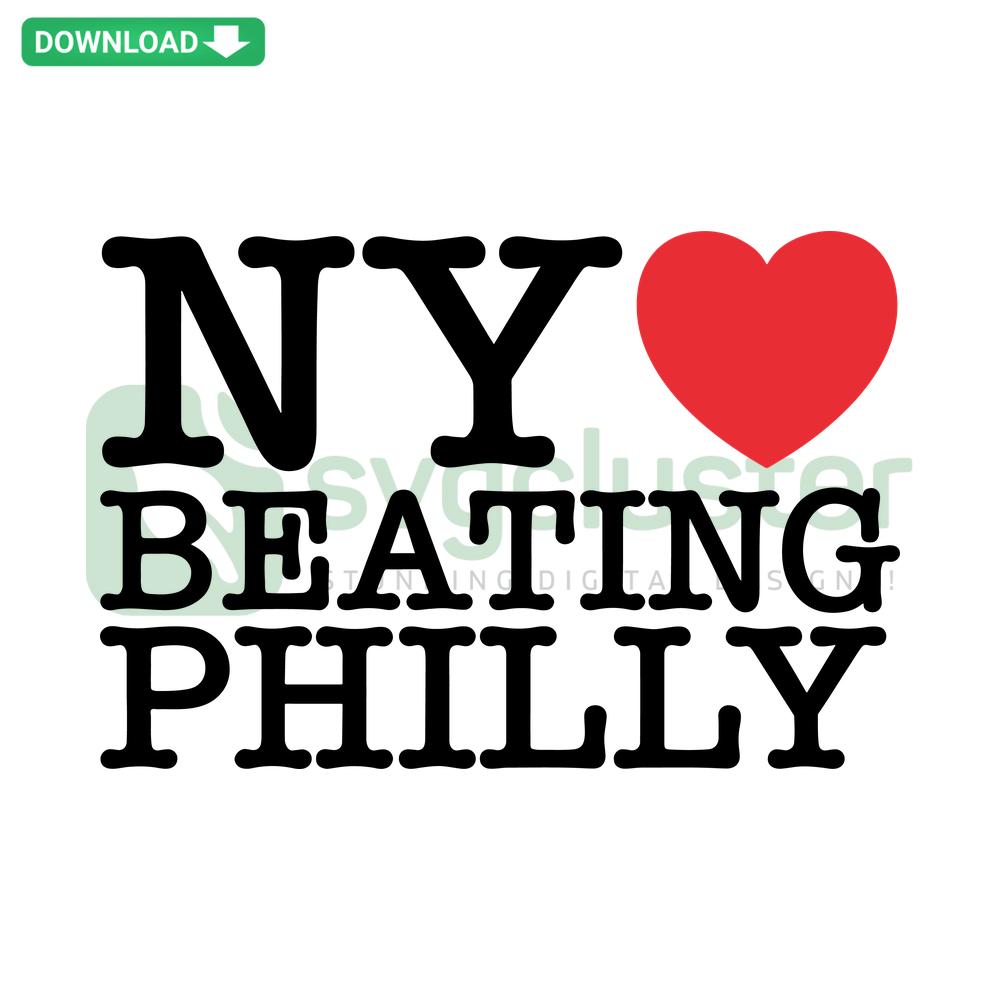 NY Loves Beating Philly Basketball SVG: Creative Home Decor Design Digital Download, Rivalry SVG Art for Basketball Fans.
