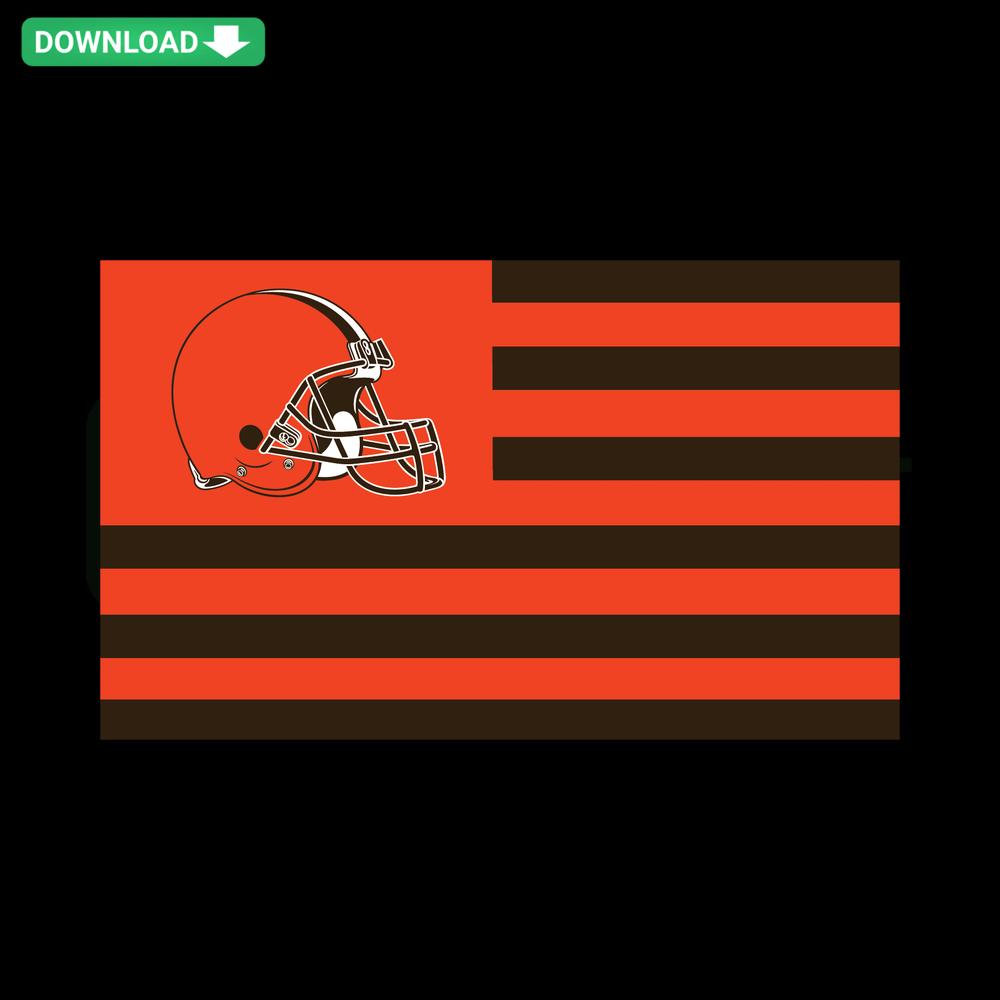Cleveland Browns Flag SVG Download: Bold orange helmet, striped background; perfect for Cricut projects, instant digital download.