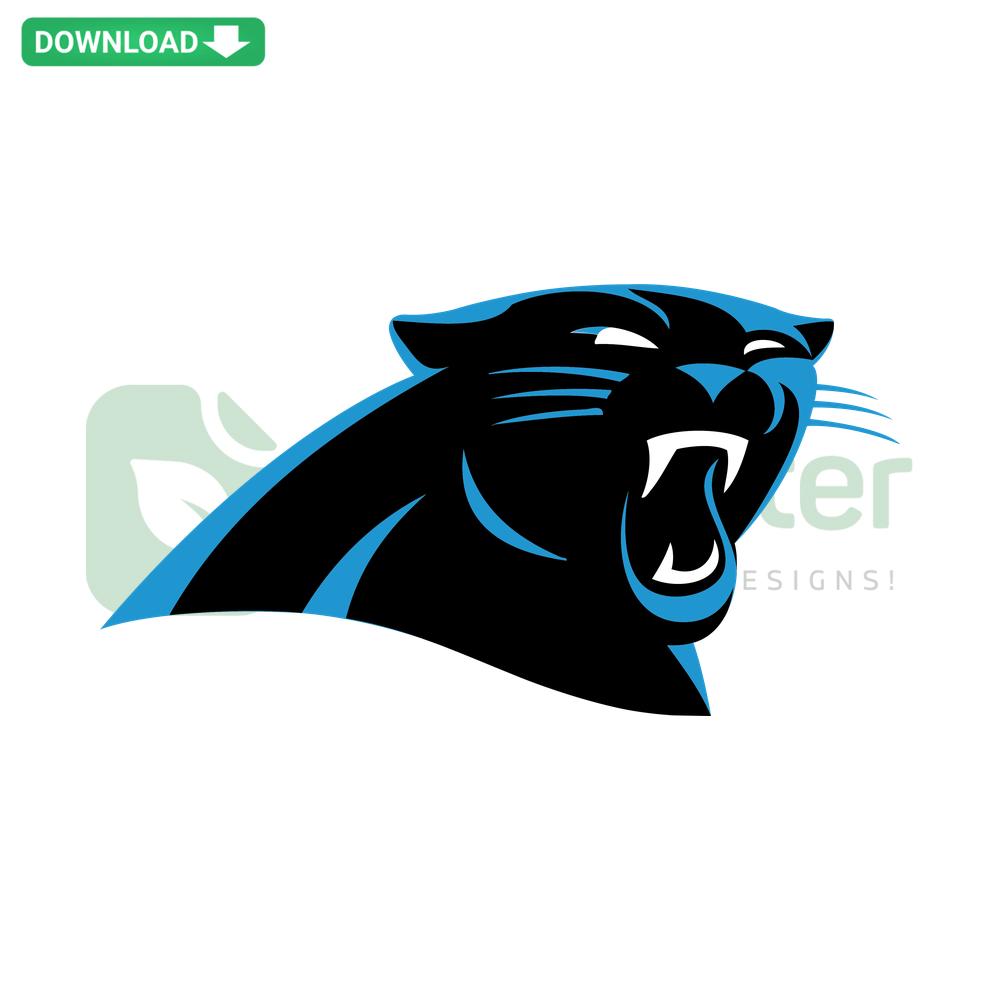 Carolina Panthers Logo SVG Cricut Download; Cricut-ready blue panther head logo ideal for DIY projects, crafts, and sports fans.