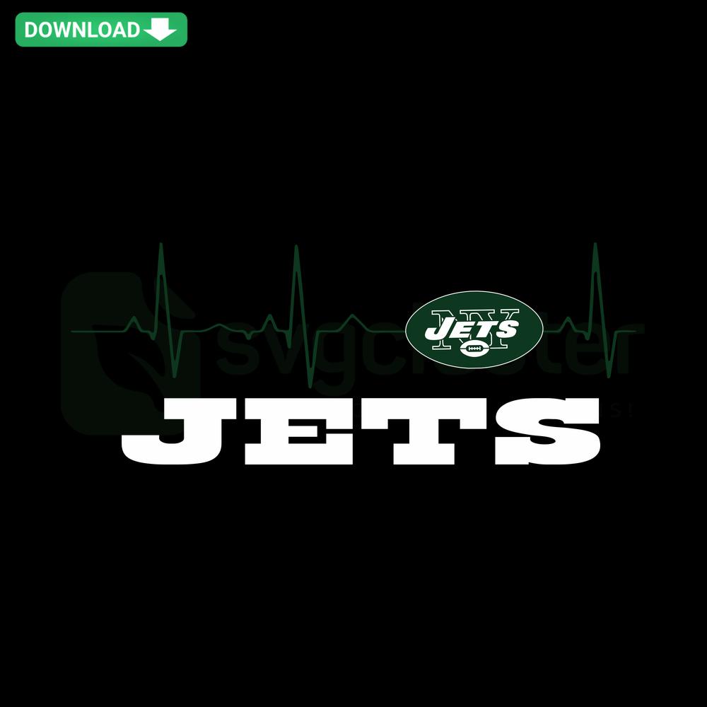 New York Jets Heartbeat SVG Design, Cricut Scrapbooking Digital Download, Perfect for NFL Fans and Crafting Projects.