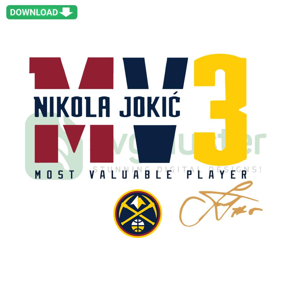 Nikola Jokic Denver Nuggets MVP Signature SVG, Customizable SVG File, Most Valuable Player Design, Basketball Graphic
