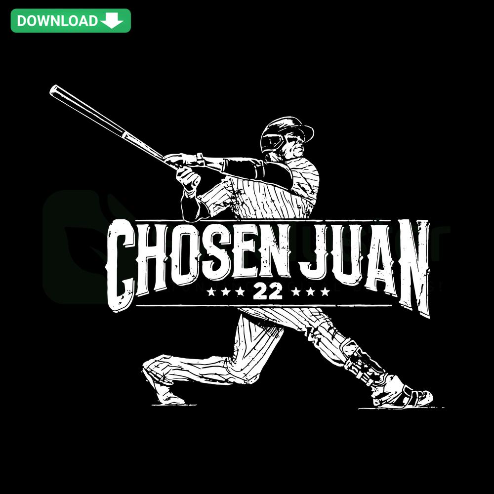Chosen Juan New York Yankees SVG Design, Instant Download; Baseball Graphic featuring iconic blue logo for digital use.