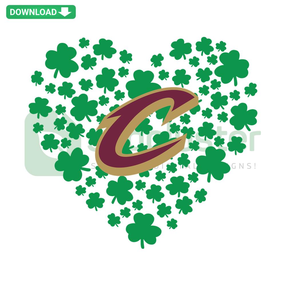 Clover Leaf St Patrick Day SVG featuring Cleveland Cavaliers logo, ideal for Cricut and graphic design projects.